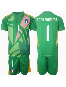 Italija Gianluigi Donnarumma #1 Golmanski Dječji Gostujuci Dres kompleti EP 2024 Kratak Rukavima (+ kratke hlače)